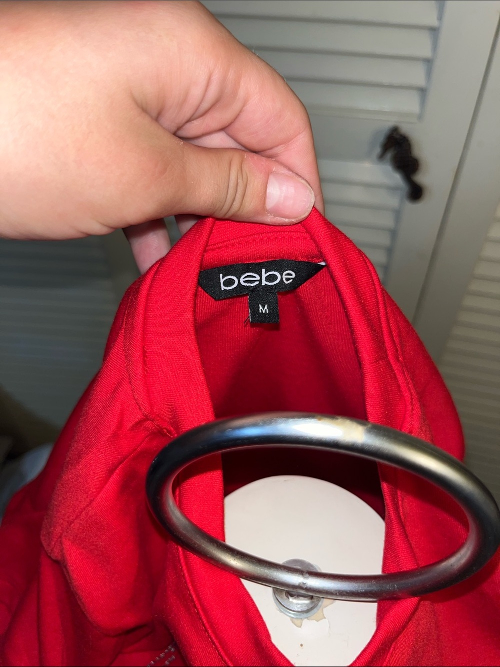 bebe Red Rhinestone Logo Crop Top - Picture 2 of 5